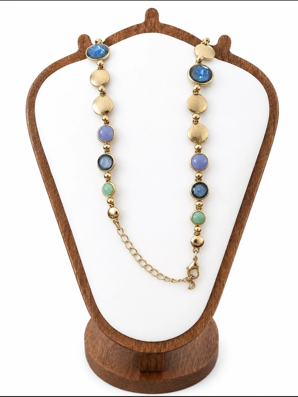 Gold-Tone Blue & Green Multi-Stone Statement Necklace Bracelet And Earrings Set